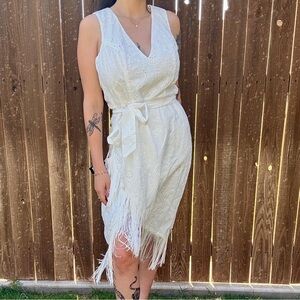 Lulus White Eyelet Fringe Dress